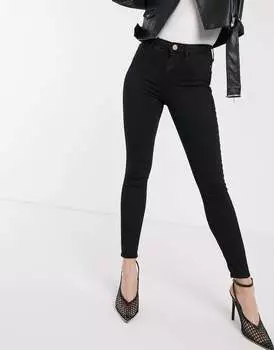 Черные джинсы скинни средней посадки River Island Molly
