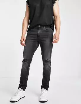 Черные джинсы скинни стрейч с прорезями на коленях ASOS DESIGN