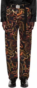 Черные джинсы со змеиным рисунком LU'U DAN