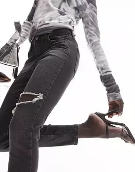 Черные джинсы Topshop Jamie с разрезом на бедре