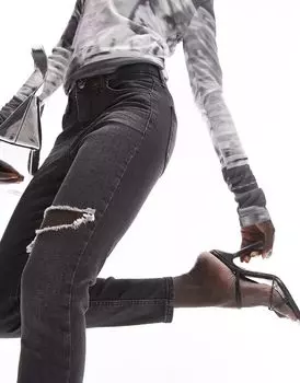 Черные джинсы Topshop Jamie с разрывом на бедрах