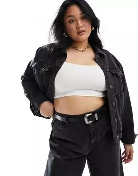 Черные джинсы в стиле вестерн с ремнем на талии и бедрах ASOS DESIGN CURVE