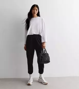 Черные джоггеры из хлопковой смеси с манжетами New Look, черный