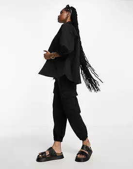 Черные джоггеры карго с завязкой на талии ASOS DESIGN