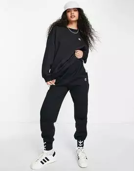 Черные джоггеры с манжетами adidas Originals