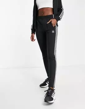 Черные джоггеры с манжетами и тремя полосками adidas Originals adicolor