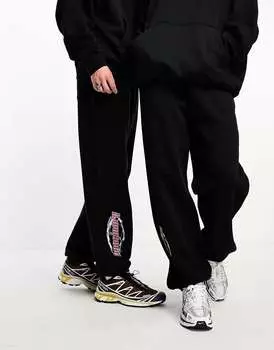 Черные джоггеры унисекс с графическим принтом Weekday эксклюзивно для ASOS