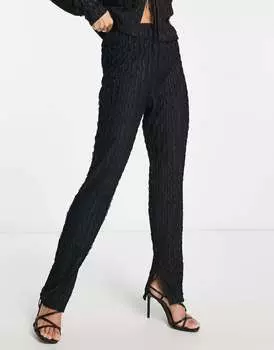 Черные фактурные брюки комбинезона Lola May