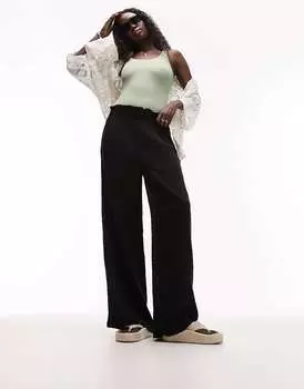 Черные фактурные пляжные брюки Topshop Tall