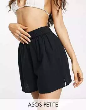Черные фактурные пляжные шорты ASOS DESIGN Petite