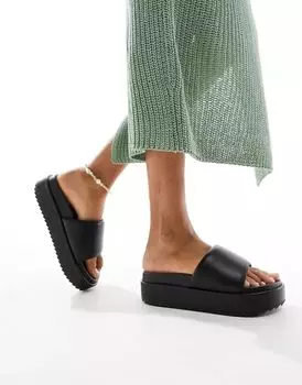 Черные фестивальные сандалии на плоской платформе ASOS