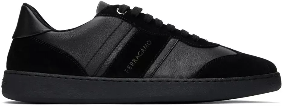 Черные фирменные низкие кеды Ferragamo