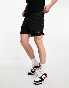 Черные функциональные шорты с навигационным принтом Jack & Jones Core, комбинированная деталь