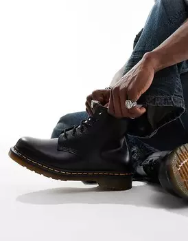 Черные гладкие ботинки с 6 люверсами Dr Martens 101