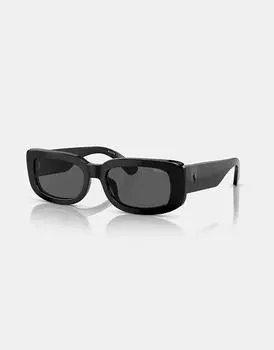 Черные глянцевые прямоугольные солнцезащитные очки Ralph Lauren Ph4191u с серыми линзами