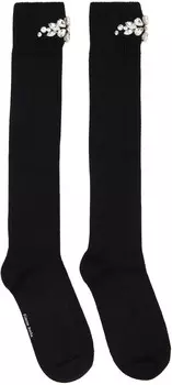 Черные гольфы с цветочной кристаллической эмблемой Simone Rocha