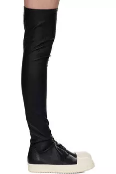 Черные голливудские чулки до колена, высокие сапоги Rick Owens