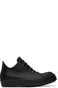 Черные голливудские низкие кеды Rick Owens