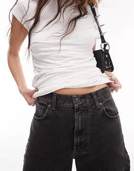 Черные грязно-стиранные джинсы-бойфренды с низкой посадкой Topshop