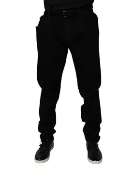 Черные хлопковые эластичные джинсы Slim Fit из денима Dolce & Gabbana