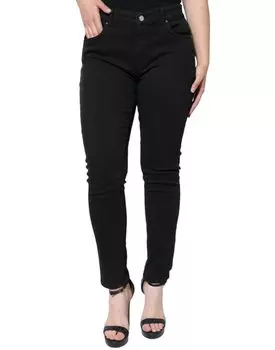 Черные хлопковые эластичные узкие джинсы из денима Dolce & Gabbana
