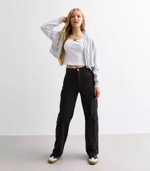 Черные хлопковые брюки-карго для девочек New Look, черный
