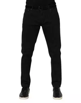 Черные хлопковые джинсы GOLD Skinny Denim Dolce & Gabbana, черный