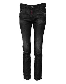Черные хлопковые джинсы-скинни со средней посадкой Dsquared2, черный