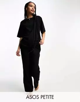 Черные хлопковые пижамные брюки Mix & Match ASOS DESIGN Petite