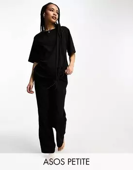 Черные хлопковые пижамные брюки смешанного цвета ASOS DESIGN Petite