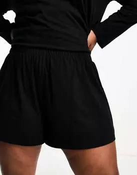 Черные хлопковые пижамные шорты Mix & Match ASOS DESIGN Curve