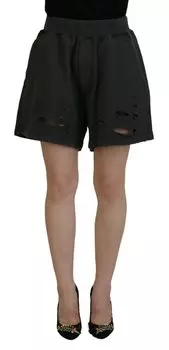 Черные хлопковые рваные зауженные шорты со средней талией Dsquared2