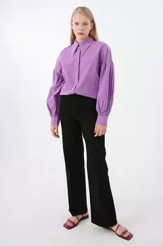 Черные хлопковые широкие брюки из лайкры с крашеными краями ALL DAY