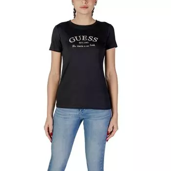 Черные хлопковые топ и футболка GUESS