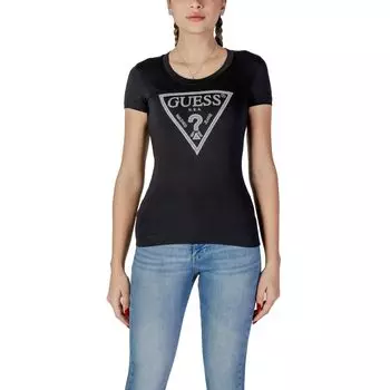 Черные хлопковые топ и футболка GUESS
