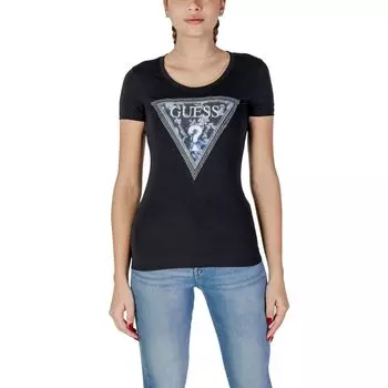 Черные хлопковые топ и футболка GUESS