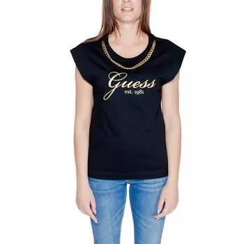 Черные хлопковые топ и футболка GUESS