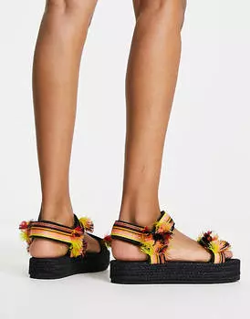 Черные и красные спортивные сандалии-эспадрилья ASOS DESIGN Junction
