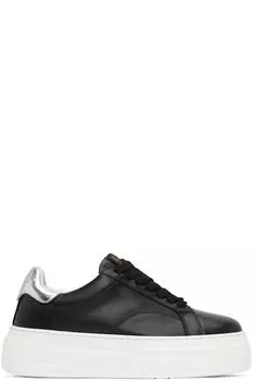 Черные и серебристые кожаные кроссовки на платформе DDB0 Lanvin