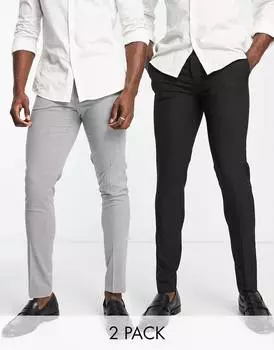 Черные и серые брюки скинни ASOS DESIGN 2 шт.