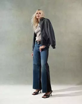 Черные и синие широкие джинсы в стиле пэчворк ASOS DESIGN Dad
