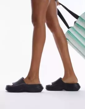 Черные изогнутые шлепанцы Topshop Peri