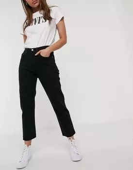 Черные капри прямого кроя с высокой посадкой Levi's 501