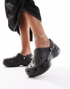 Черные классические сабо на платформе Crocs