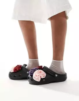 Черные классические сабо с розеткой Crocs