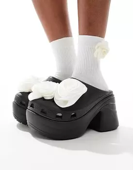 Черные классические сабо с розеткой Crocs