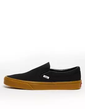 Черные классические слипоны Vans на резиновой подошве