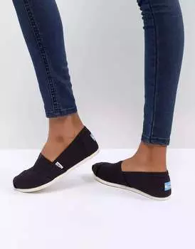 Черные классические туфли на плоской подошве из парусины TOMS