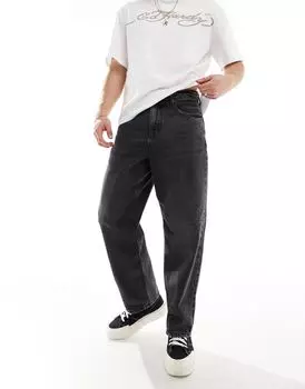 Черные классические жесткие джинсы с вытачками ASOS DESIGN