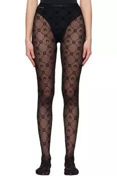 Черные колготки Moonogram Mesh Flock Marine Serre